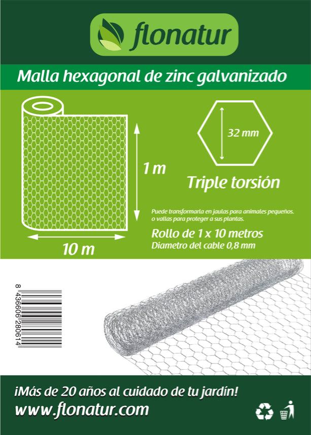 Malla metálica hexagonal gallinero