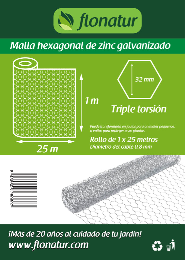 Malla metálica hexagonal gallinero