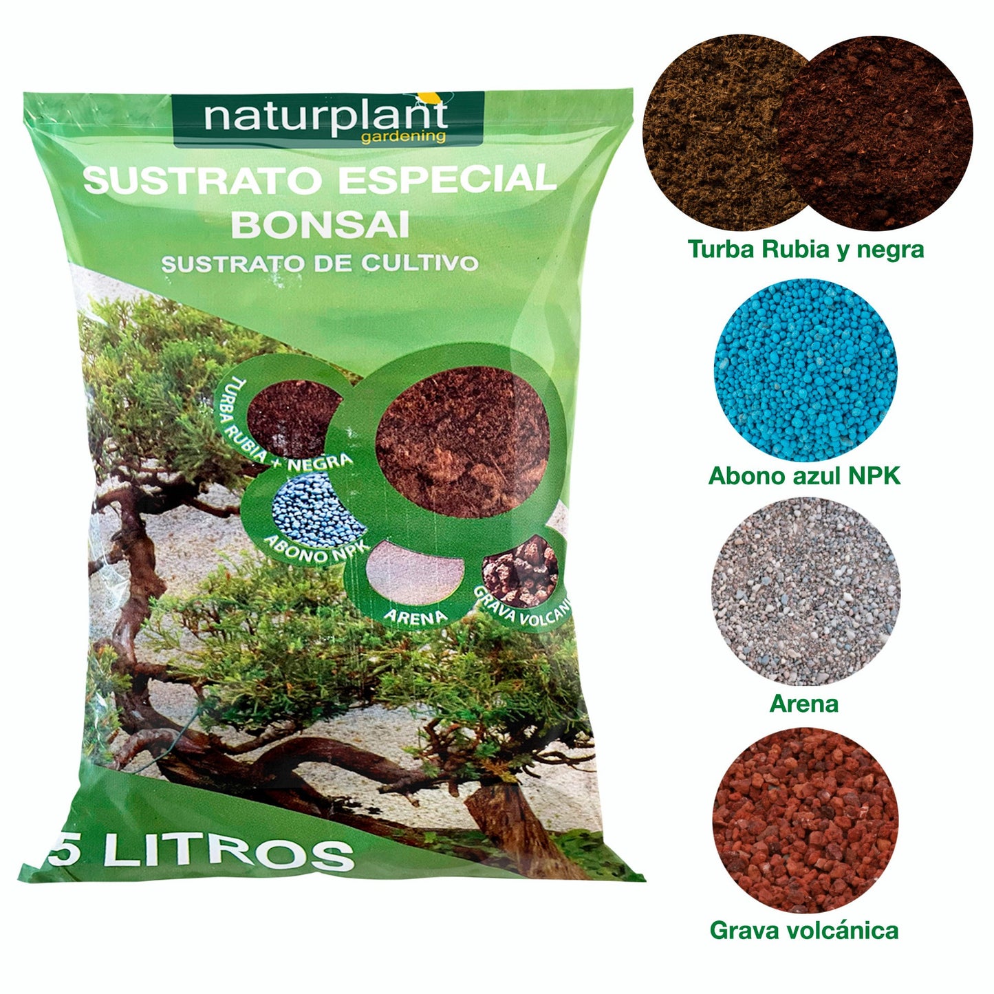 Sustrato especial bonsai 5 L. Naturplant.