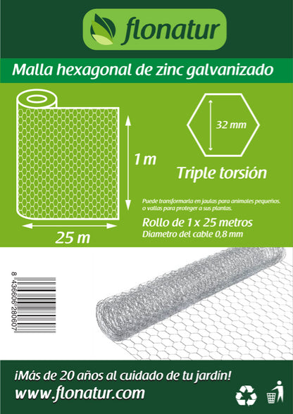 Malla metálica hexagonal gallinero