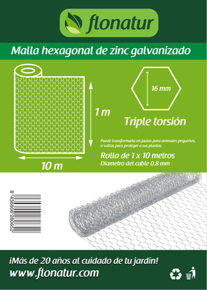 Malla metálica hexagonal gallinero