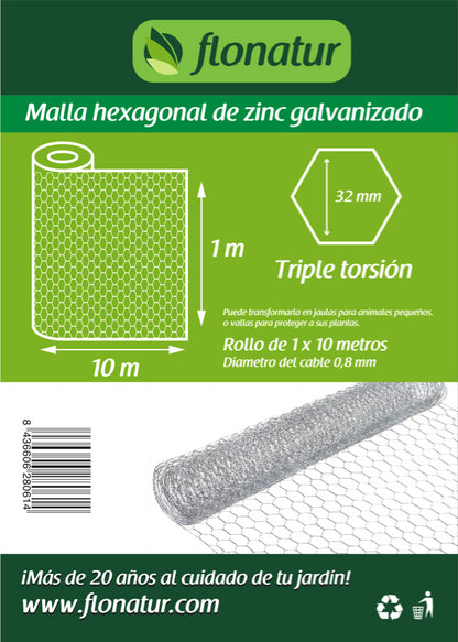Malla metálica hexagonal gallinero