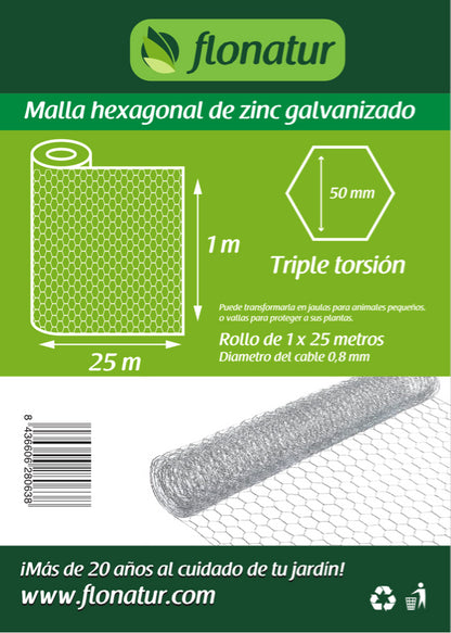 Malla metálica hexagonal gallinero