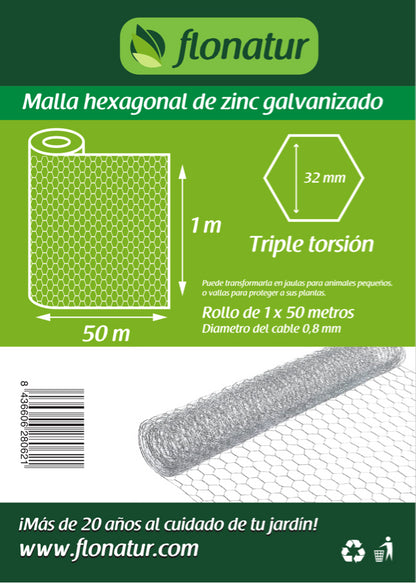 Malla metálica hexagonal gallinero