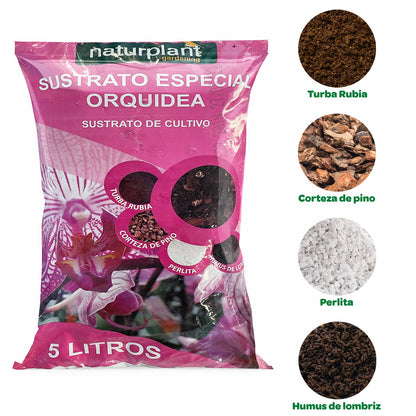 Sustrato especial orquídea. 5 Litros. Naturplant.