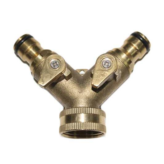 Conector doble con grifo de latón