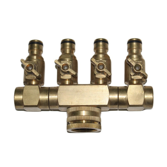 Conector cuadruple con grifo de latón