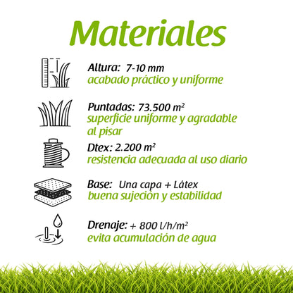 Césped artificial moqueta de 7 mm. de altura Flonatur